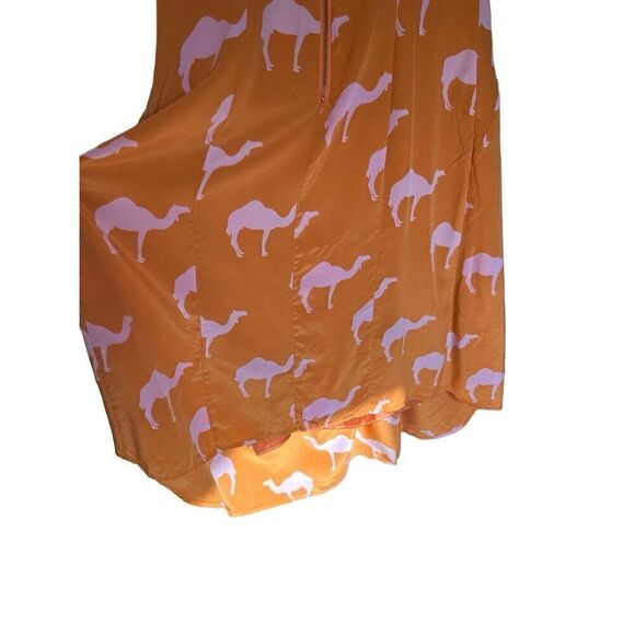 Anthropologie Rare "Dromedary Dress" by Charlotte Taylor Orange pink camel novel - Picture 10 of 12